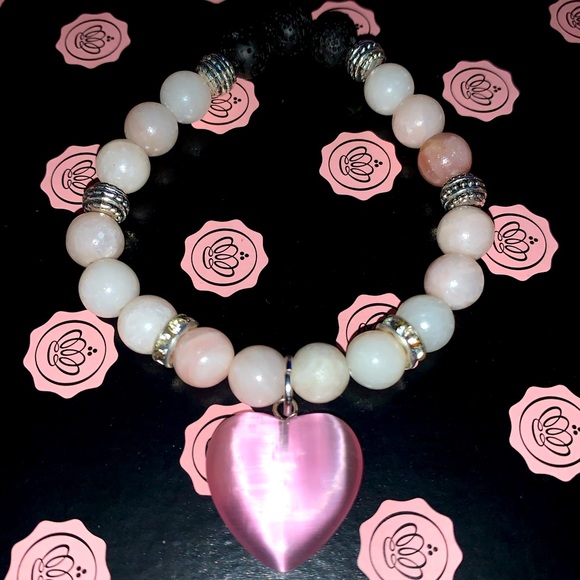 🪬2/$25🪬 Natural Pink Opal 8mm Stone with Pink Opal Charm Stretch Bracelet - Picture 16 of 16